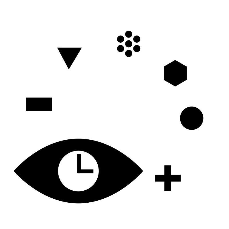 An eye that for a pupil has a clock. Symbolizes the supervision services